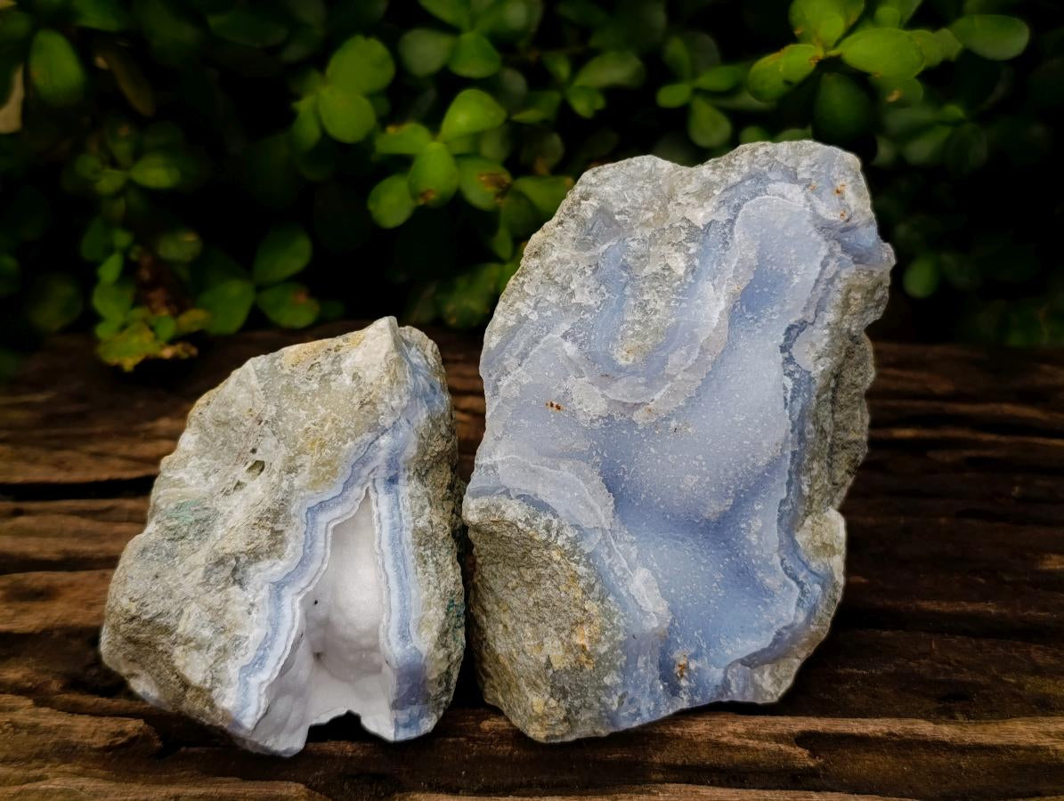Natural Blue Lace Agate Geode Specimens x 6 From Nsanje, Malawi - Toprock Gemstones and Minerals 