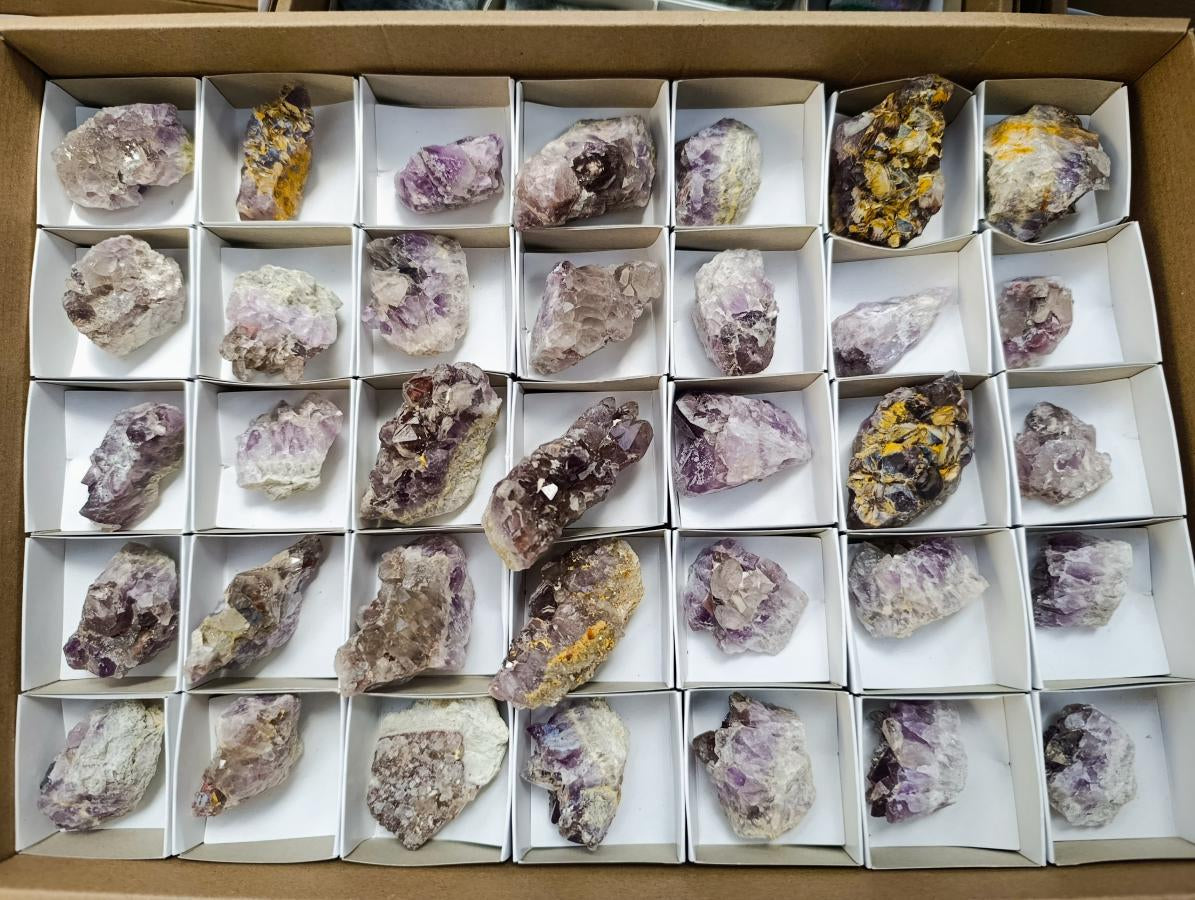 Natural Rare Amethyst Asylum Quartz Clusters x 35 From Luena, Congo