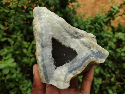 Natural Blue Lace Agate Geode Specimens x 3 From Nsanje, Malawi