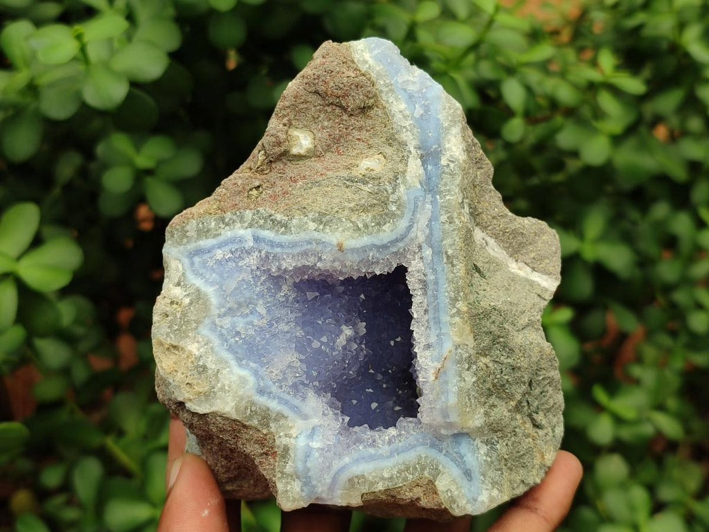 Natural Blue Lace Agate Geode Specimens x 3 From Nsanje, Malawi - Toprock Gemstones and Minerals 