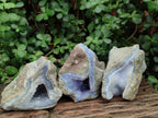 Natural Blue Lace Agate Geode Specimens x 3 From Nsanje, Malawi - Toprock Gemstones and Minerals 