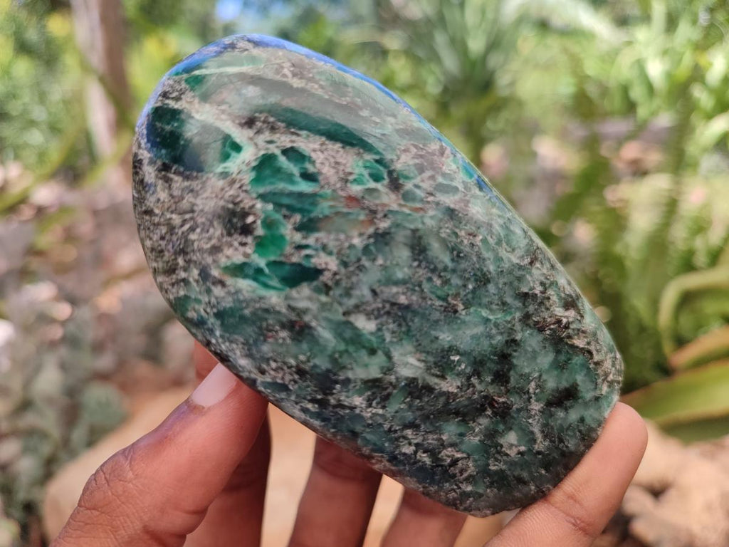 Polished Emerald Mica 'Mutokolite' Standing Free Forms x 3 From Mutoko, Zimbabwe
