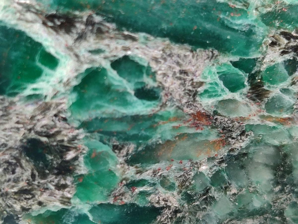 Polished Emerald Mica 'Mutokolite' Standing Free Forms x 3 From Mutoko, Zimbabwe