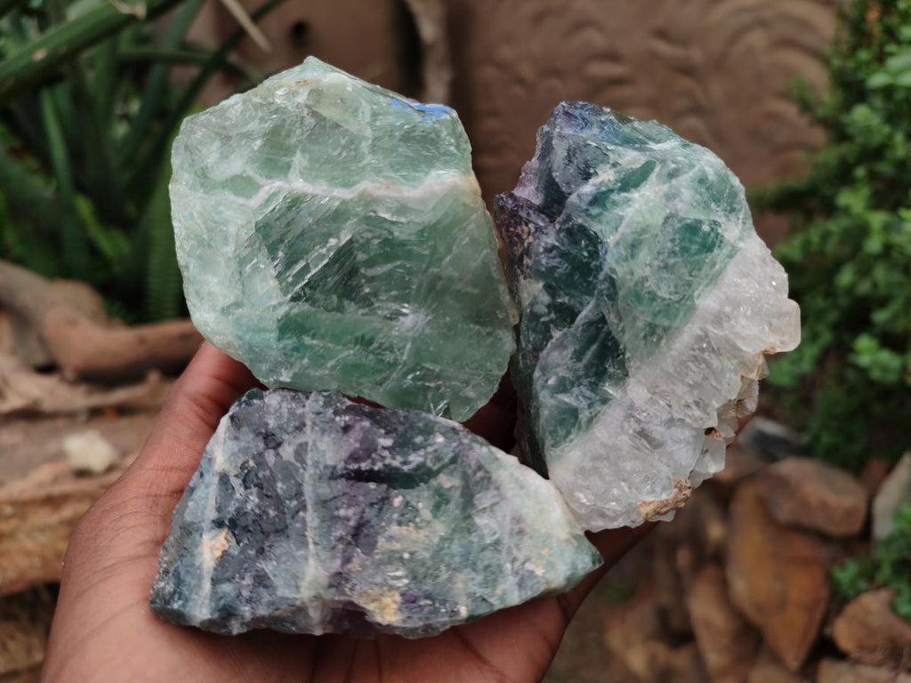 Natural Watermelon Fluorite Cobbed Specimens x 14 From Uis, Namibia