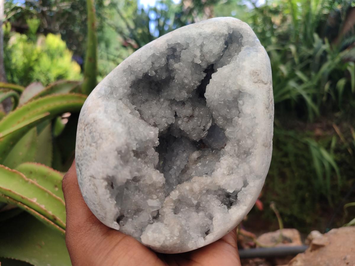 Polished Blue Celestite Eggs x 2 From Sakoany, Madagascar