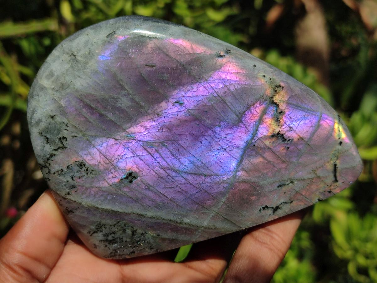 Polished Rare Purple Sunset Flash Labradorite Standing Free Forms x 3 From Madagascar - Toprock Gemstones and Minerals 