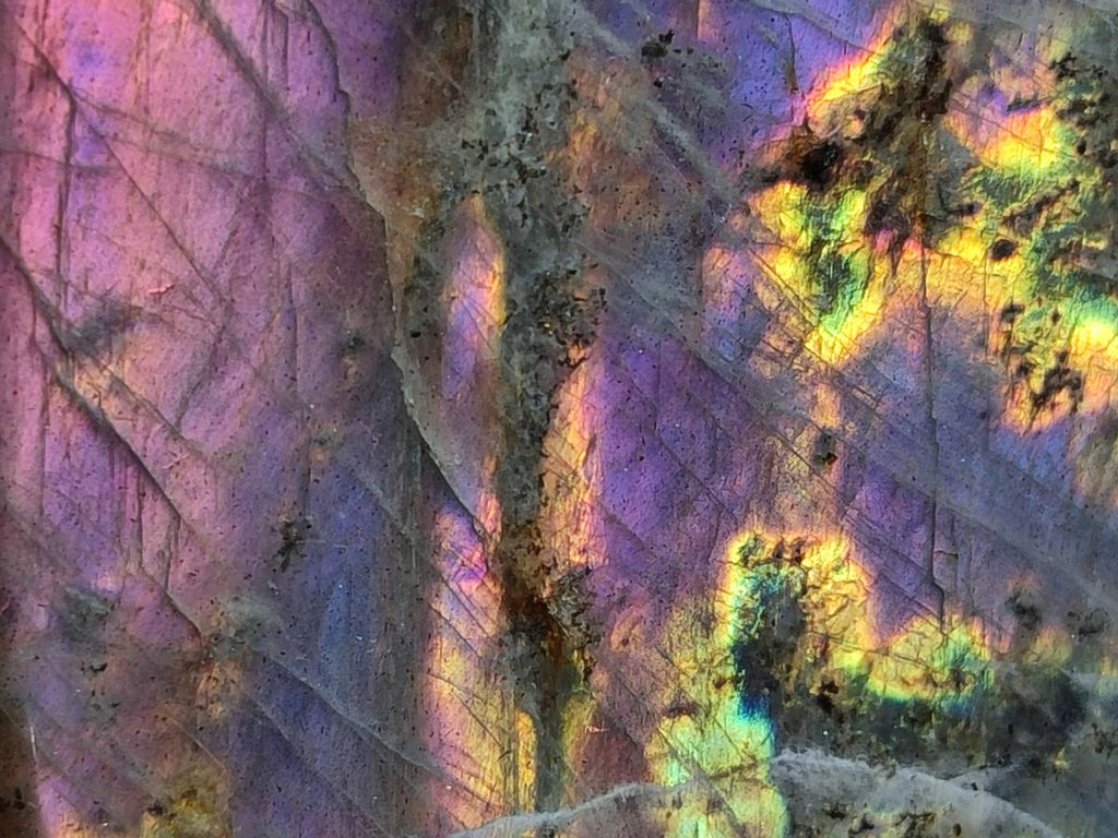 Polished Rare Purple Sunset Flash Labradorite Standing Free Forms x 3 From Madagascar - Toprock Gemstones and Minerals 