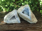 Natural Blue Lace Agate Geode Specimens x 2 From Nsanje, Malawi - Toprock Gemstones and Minerals 
