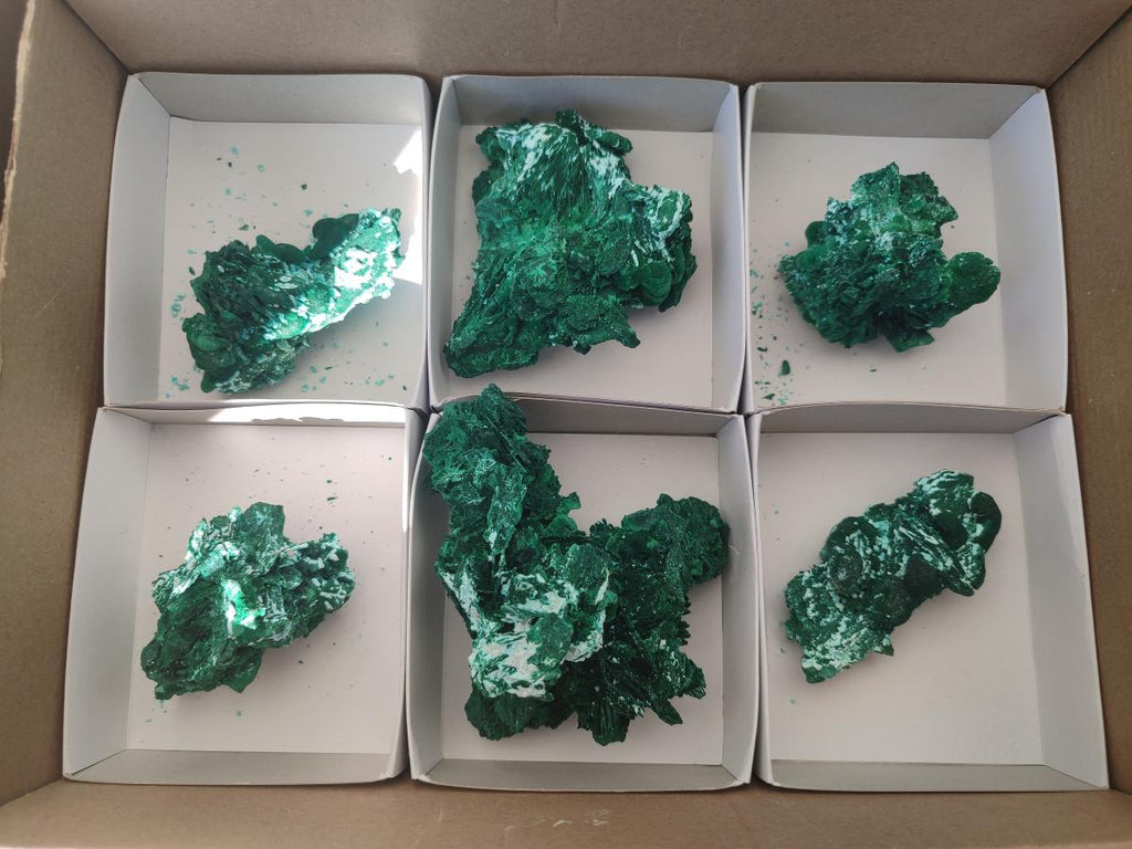 Natural Rare Malachite Pseudomorph Specimens x 6 From Kolwezi, Congo