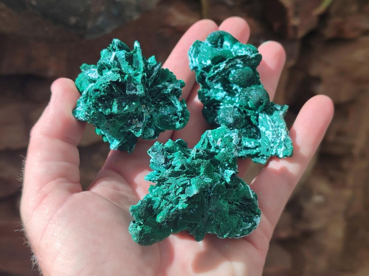 Natural Rare Malachite Pseudomorph Specimens x 6 From Kolwezi, Congo