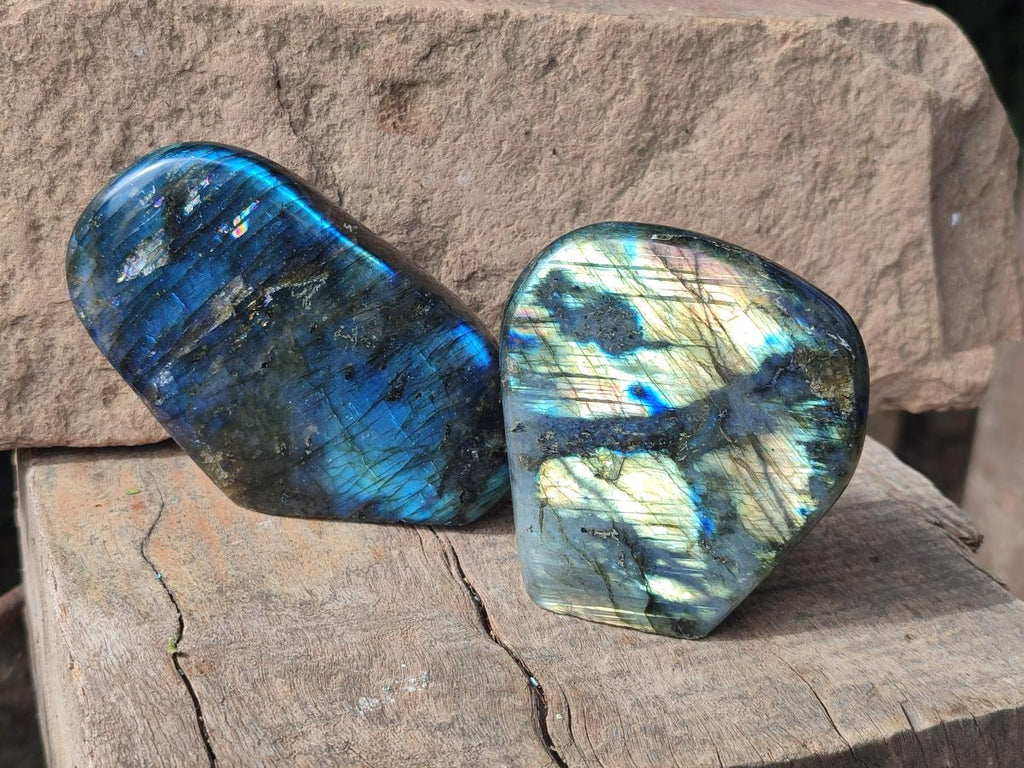 Polished Labradorite Standing Free Forms x 4 From Madagascar