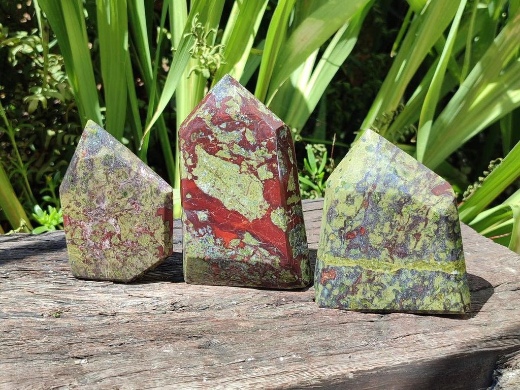 Polished Bastite Dragonsblood Stone Display Crystals x 4 From Tshipise, South Africa