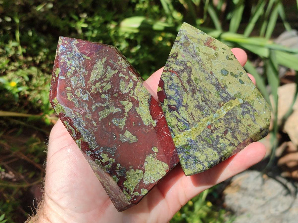 Polished Bastite Dragonsblood Stone Display Crystals x 4 From Tshipise, South Africa