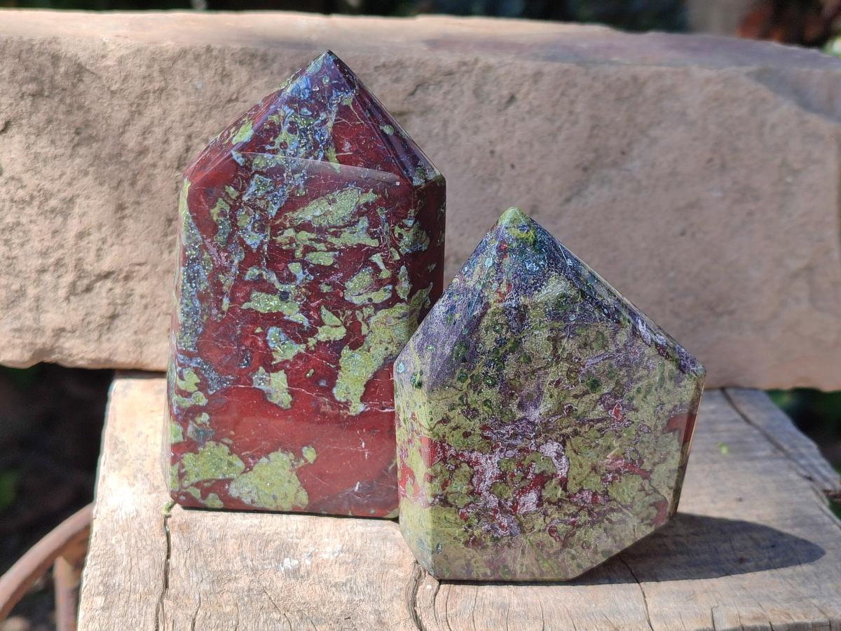 Polished Bastite Dragonsblood Stone Display Crystals x 4 From Tshipise, South Africa