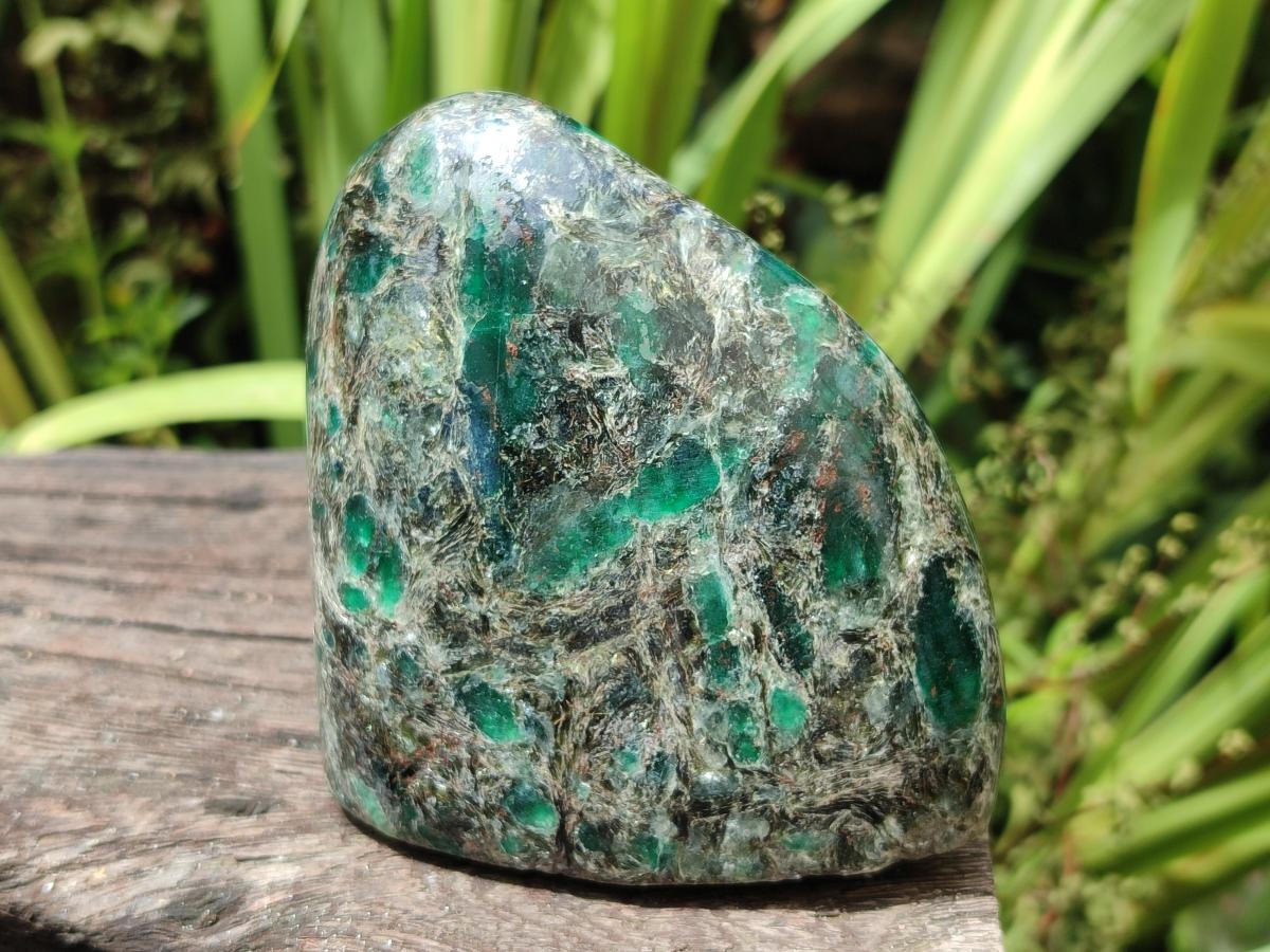 Polished Emerald Mica 'Mutokolite' Standing Free Forms x 2 From Mutoko, Zimbabwe - Toprock Gemstones and Minerals 