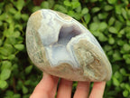 Polished Blue Lace Agate Standing Free Forms x 2 From Nsanje, Malawi - Toprock Gemstones and Minerals 