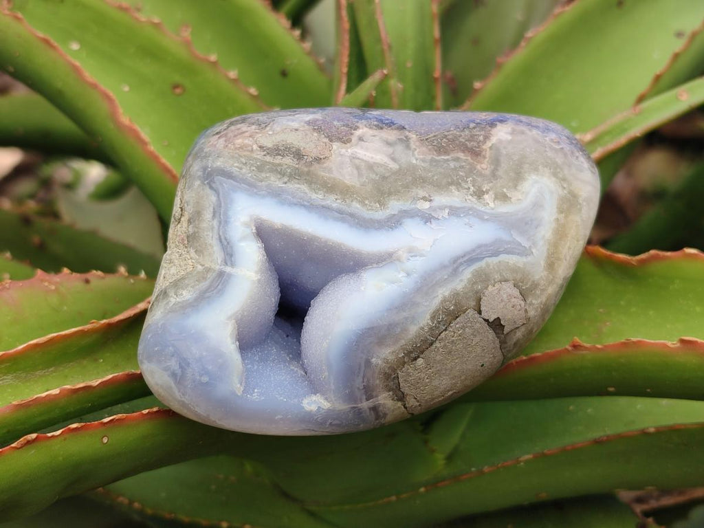 Polished Blue Lace Agate Standing Free Forms x 2 From Nsanje, Malawi - Toprock Gemstones and Minerals 