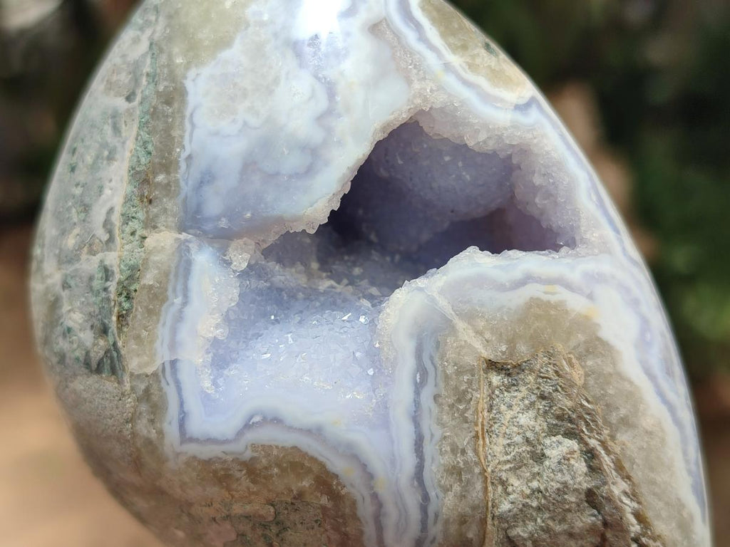 Polished Blue Lace Agate Standing Free Forms x 2 From Nsanje, Malawi - Toprock Gemstones and Minerals 