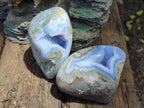 Polished Blue Lace Agate Standing Free Forms x 2 From Nsanje, Malawi - Toprock Gemstones and Minerals 