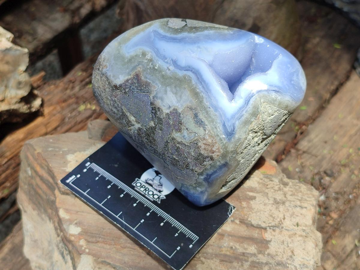 Polished Blue Lace Agate Standing Free Forms x 2 From Nsanje, Malawi - Toprock Gemstones and Minerals 
