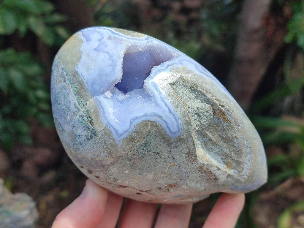 Polished Blue Lace Agate Standing Free Forms x 2 From Nsanje, Malawi - Toprock Gemstones and Minerals 