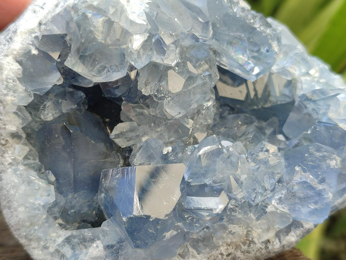 Natural Blue Celestite Geode Cluster Specimens x 2 From Sakoany, Madagascar