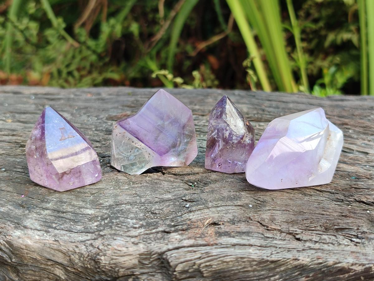 Polished Smokey Amethyst Window Crystals x 20 From Akansobe, Madagascar