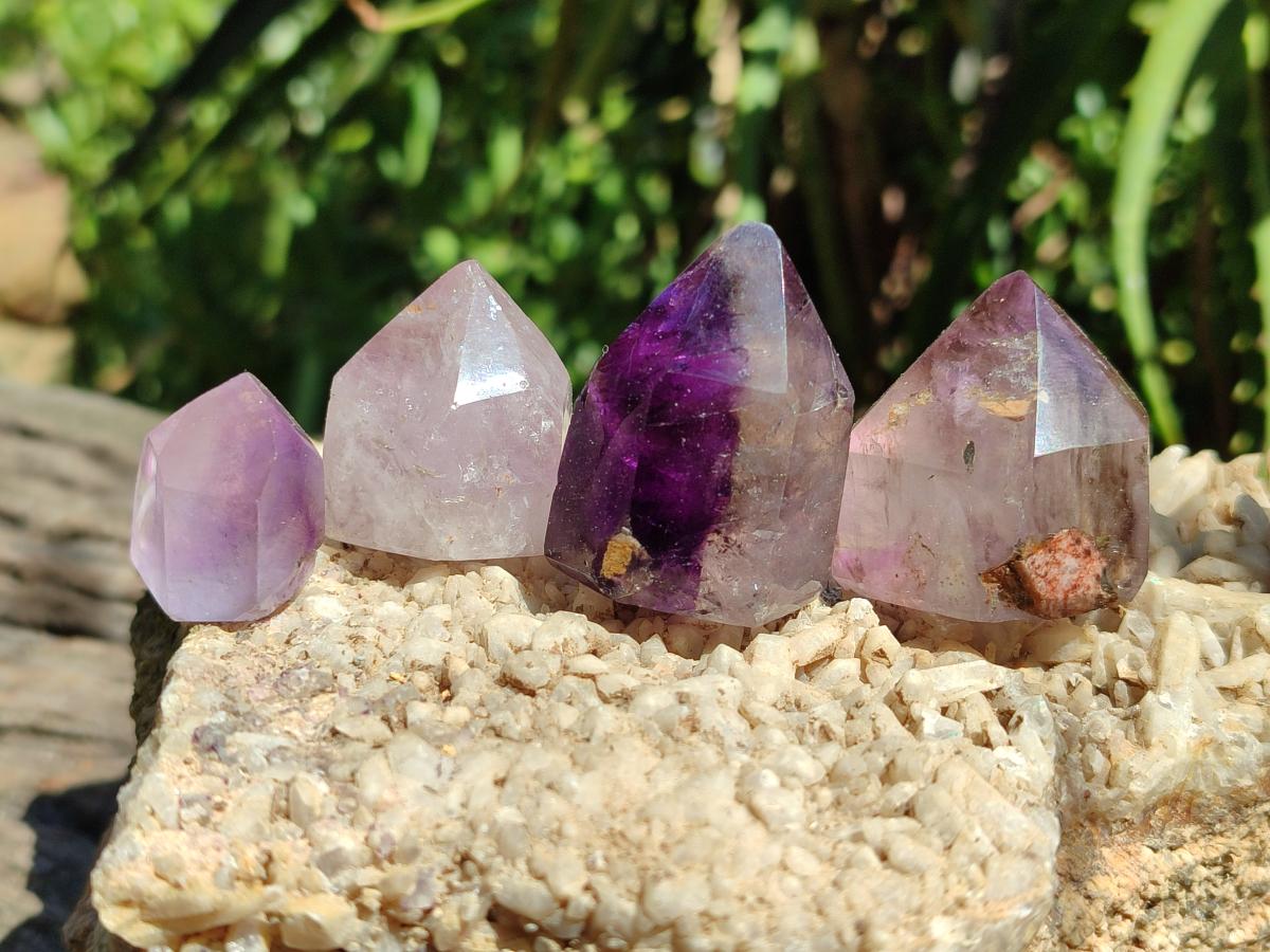Polished Smokey Amethyst Window Crystals x 20 From Akansobe, Madagascar