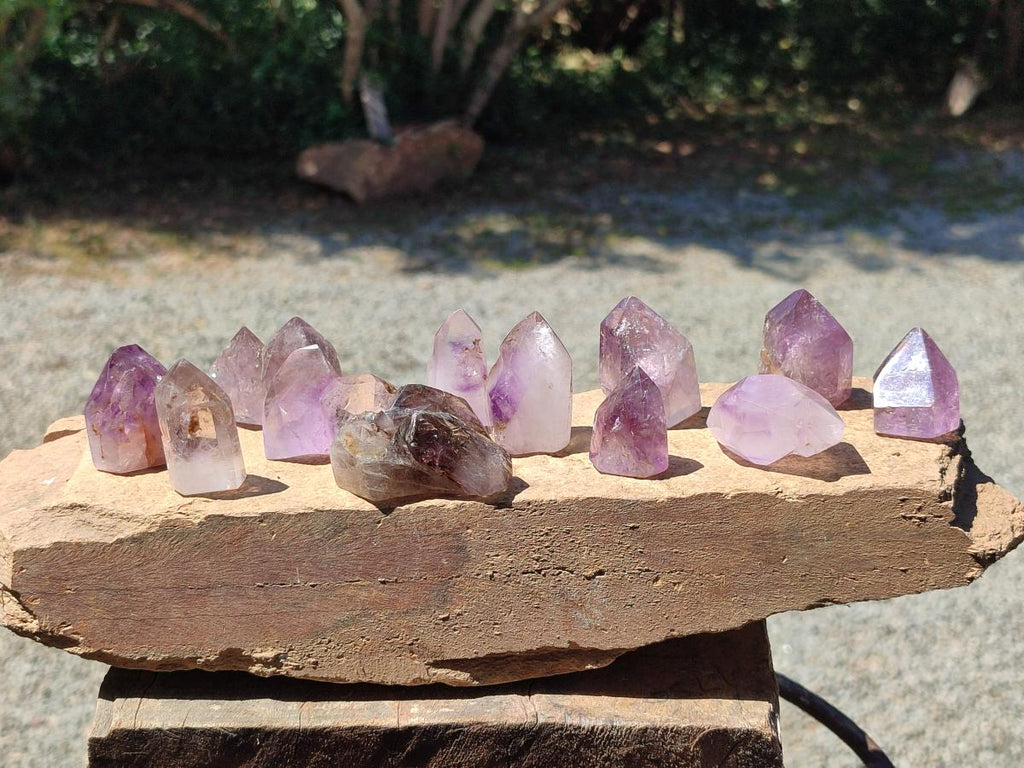 Polished Smokey Amethyst Window Crystals x 20 From Akansobe, Madagascar