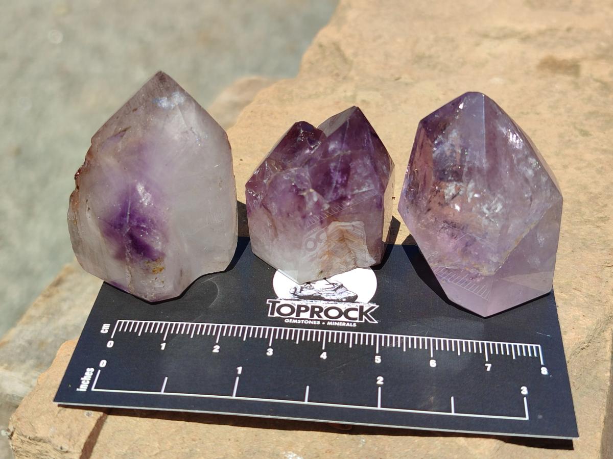 Polished Smokey Amethyst Window Crystals x 20 From Akansobe, Madagascar