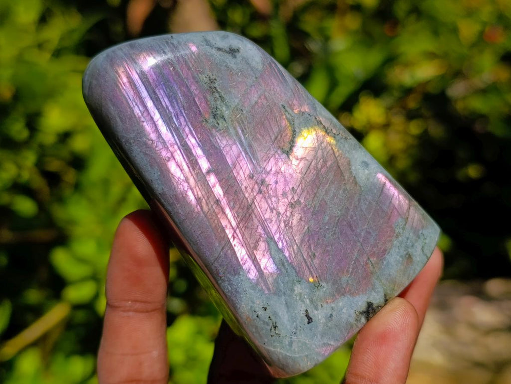 Polished Rare Purple Sunset Flash Labradorite Standing Free Forms x 6 From Madagascar - Toprock Gemstones and Minerals 
