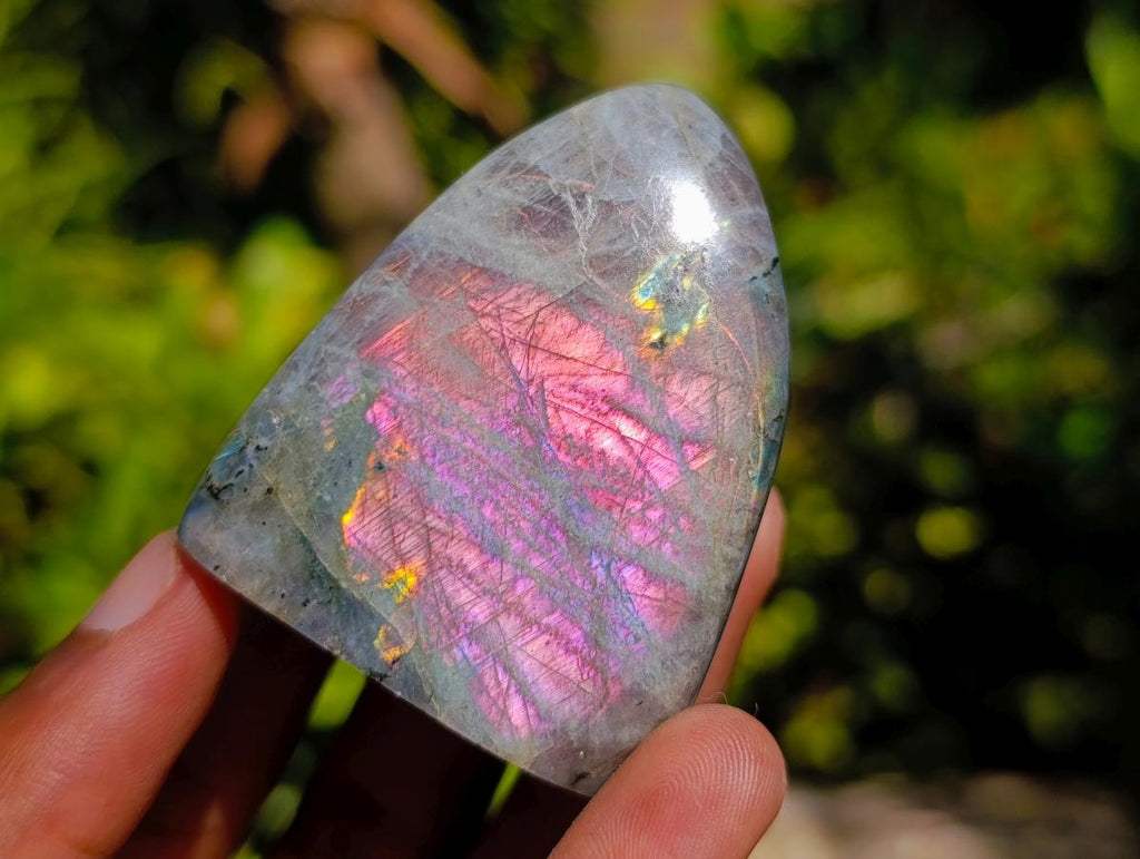 Polished Rare Purple Sunset Flash Labradorite Standing Free Forms x 6 From Madagascar - Toprock Gemstones and Minerals 