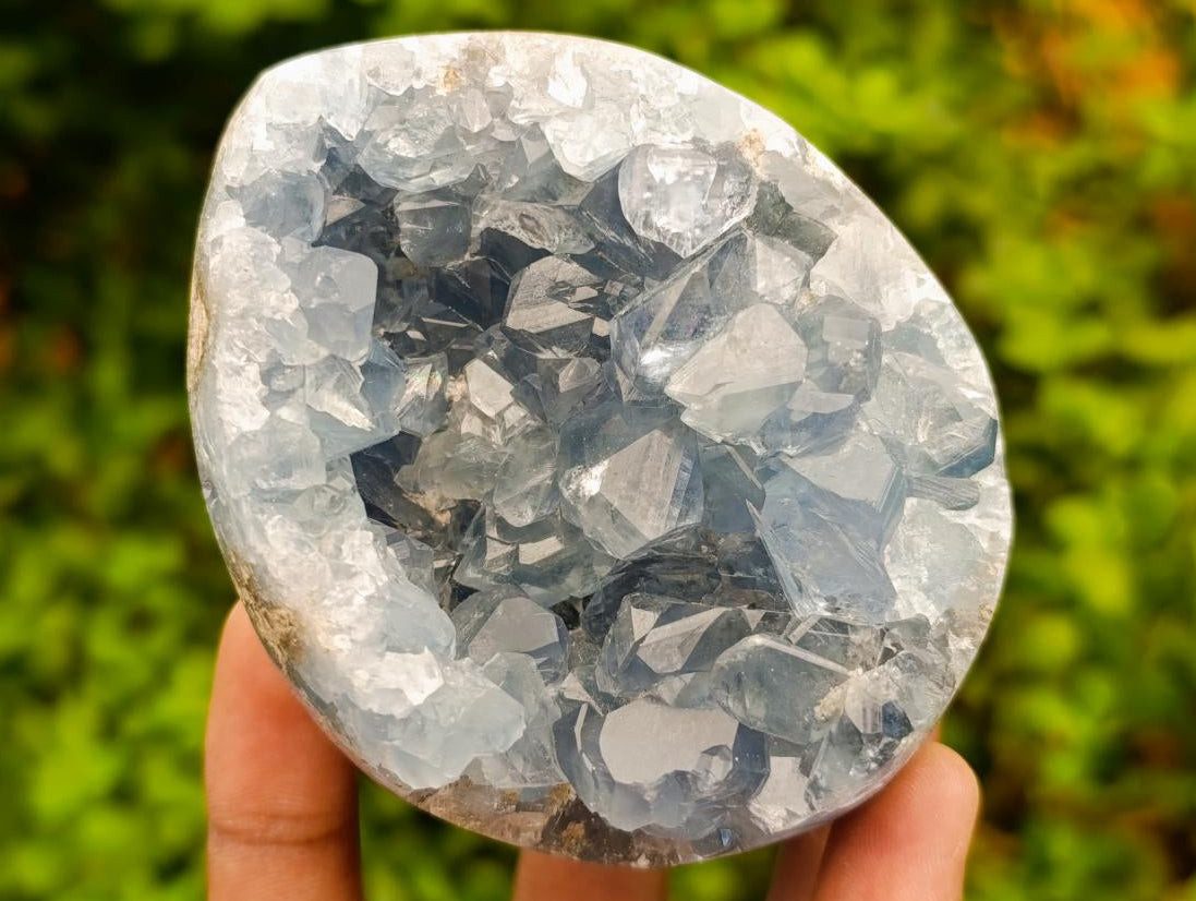 Polished Blue Celestite Free Form Geodes x 2 From Sakoany, Madagascar