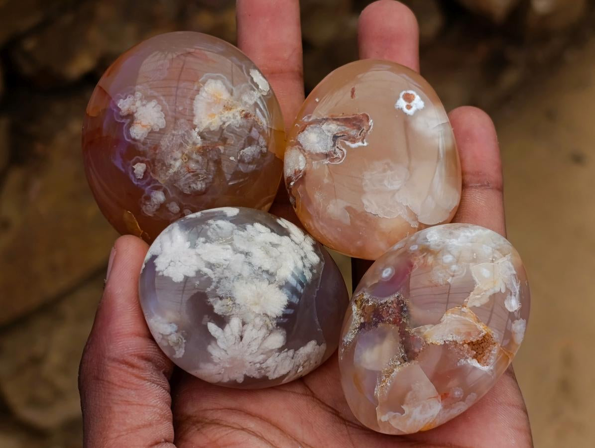 Polished Flower Agate Palm Stones x 26 From Antsahalova, Madagascar - Toprock Gemstones and Minerals 