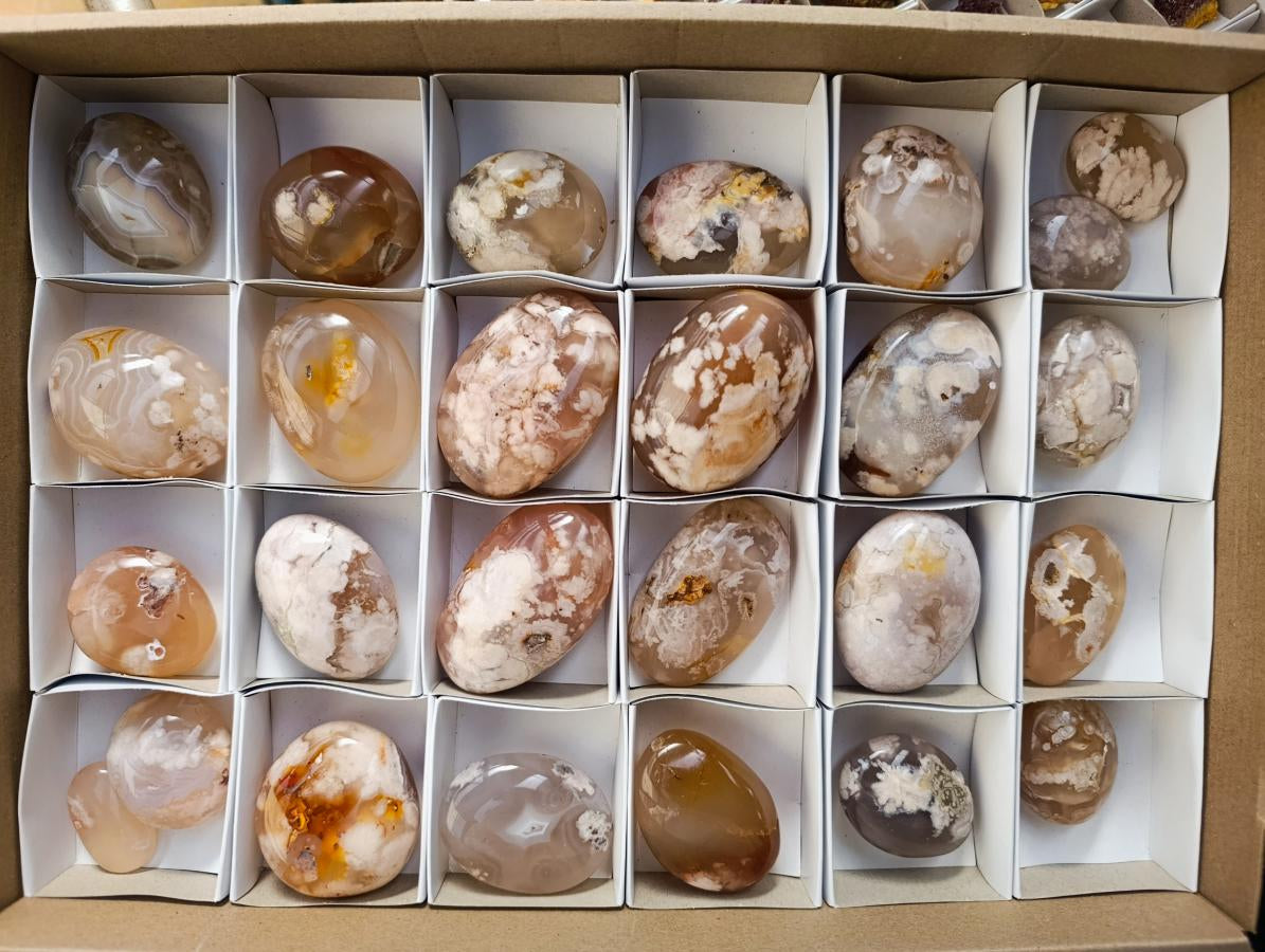 Polished Flower Agate Palm Stones x 26 From Antsahalova, Madagascar - Toprock Gemstones and Minerals 