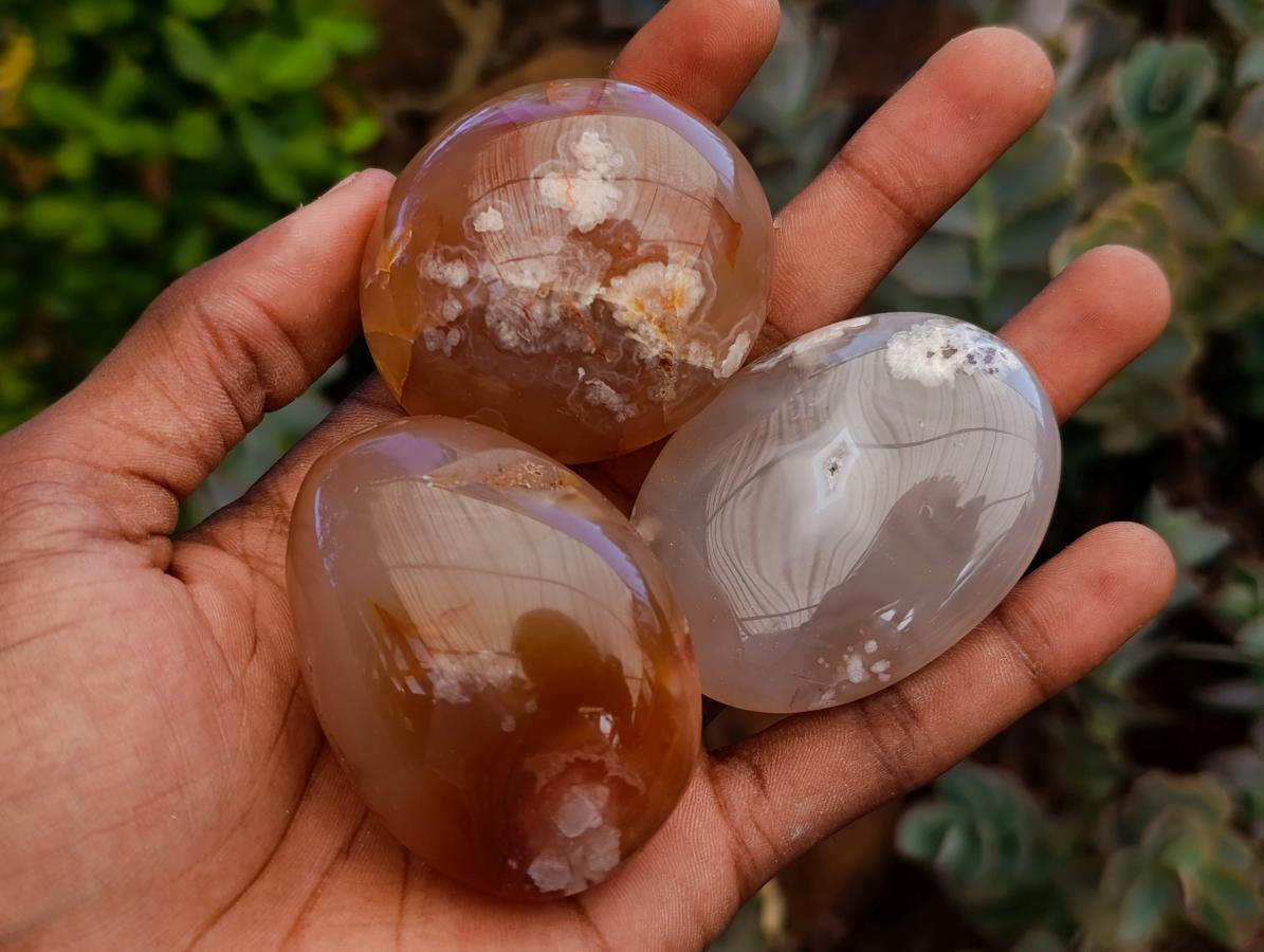Polished Flower Agate Palm Stones x 26 From Antsahalova, Madagascar - Toprock Gemstones and Minerals 
