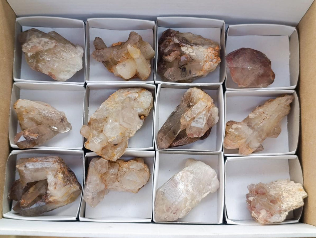 Natural Red Hematoid Quartz Crystal Clusters x 12 From Karoi, Zimbabwe