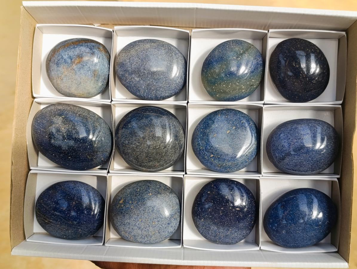 Polished Lazulite Galets x 12 From Madagascar - Toprock Gemstones and Minerals 