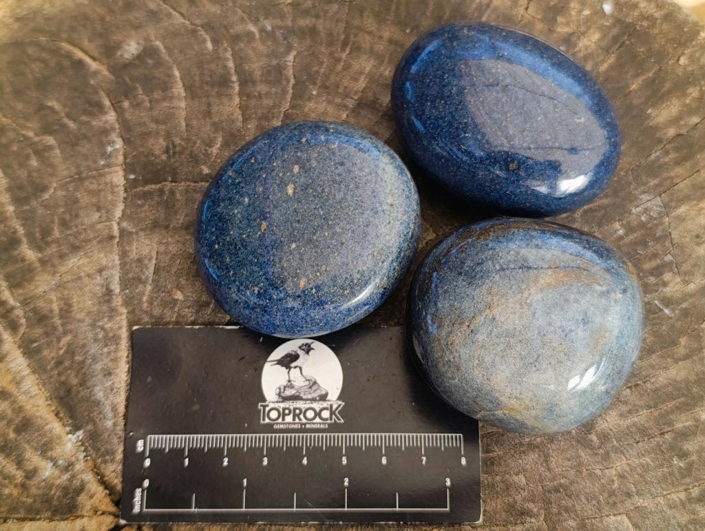 Polished Lazulite Galets x 12 From Madagascar - Toprock Gemstones and Minerals 