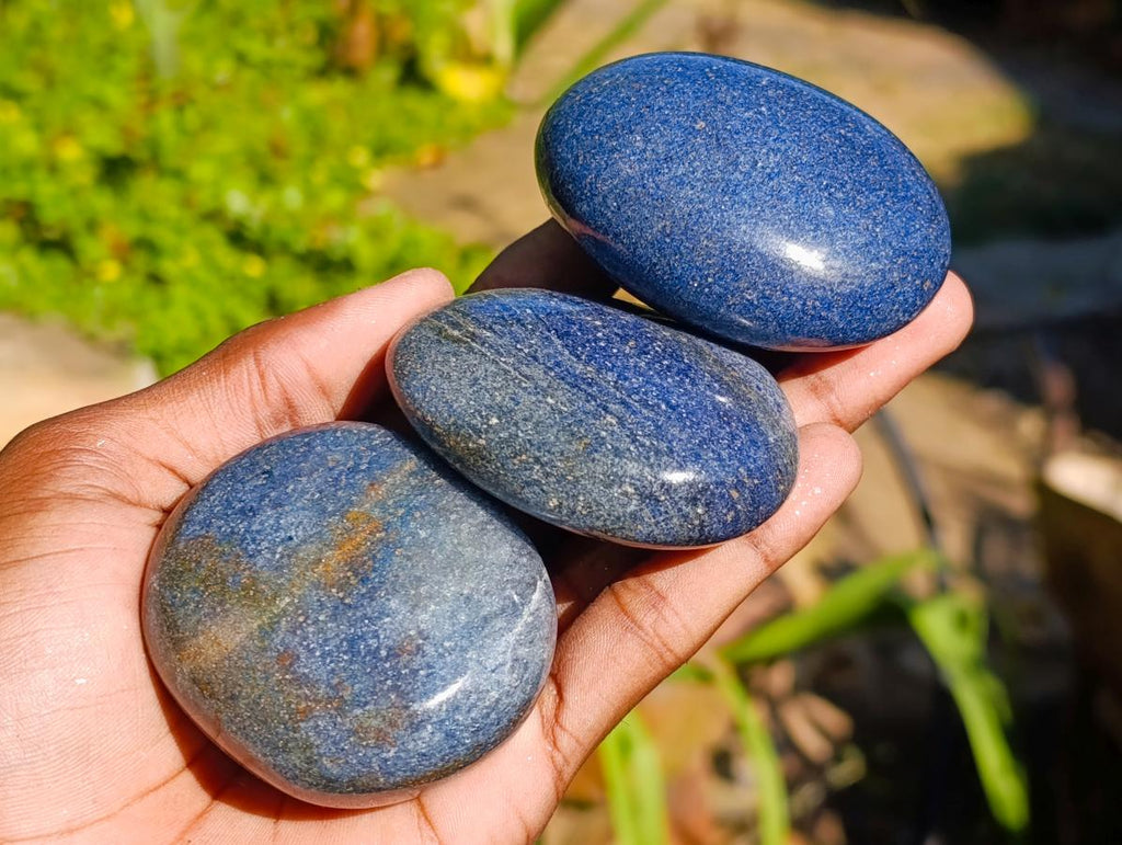 Polished Lazulite Galets x 12 From Madagascar - Toprock Gemstones and Minerals 