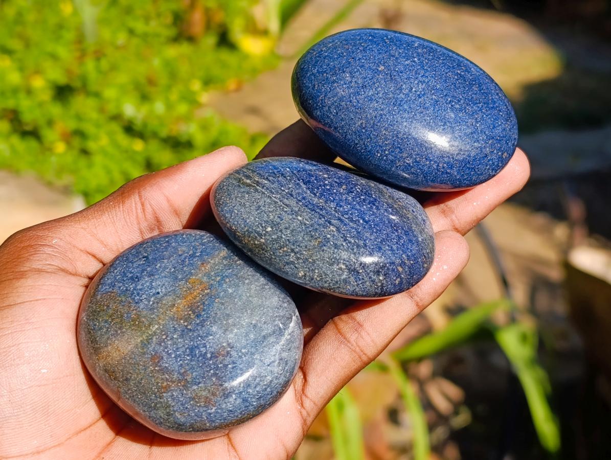 Polished Lazulite Galets x 12 From Madagascar