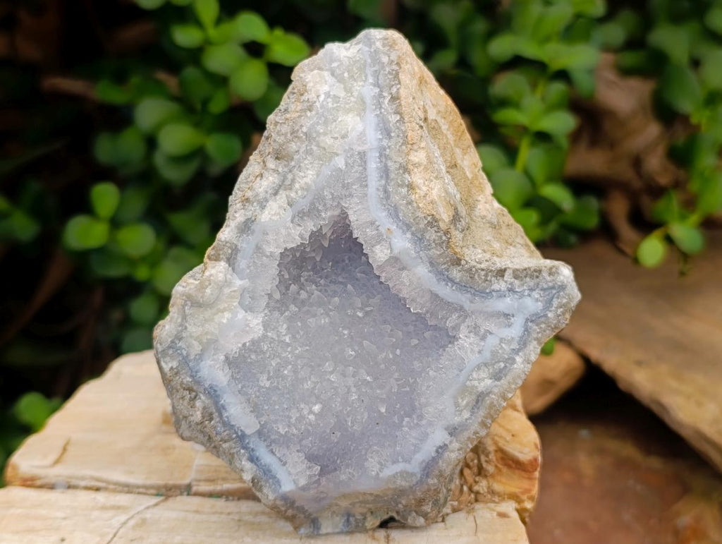 Natural Blue Lace Agate Geode Specimens x 3 From Nsanje, Malawi - Toprock Gemstones and Minerals 