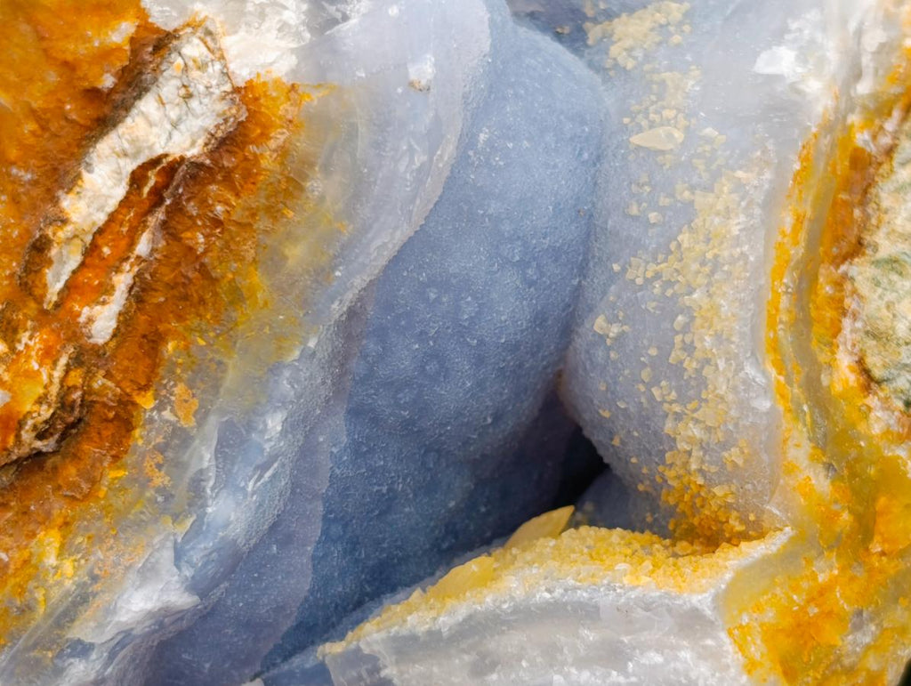 Natural Blue Lace Agate Geode Specimens x 3 From Nsanje, Malawi - Toprock Gemstones and Minerals 