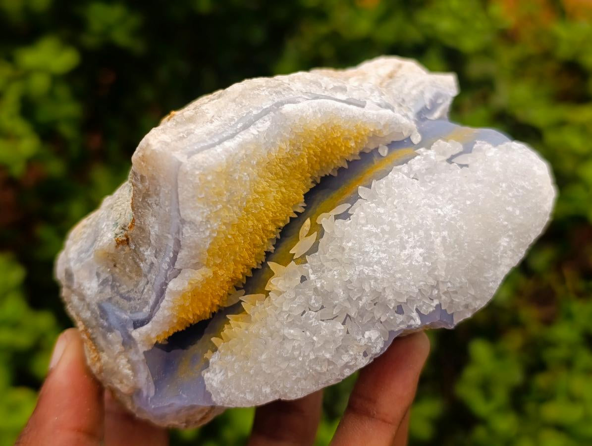 Natural Blue Lace Agate Geode Specimens x 3 From Nsanje, Malawi - Toprock Gemstones and Minerals 
