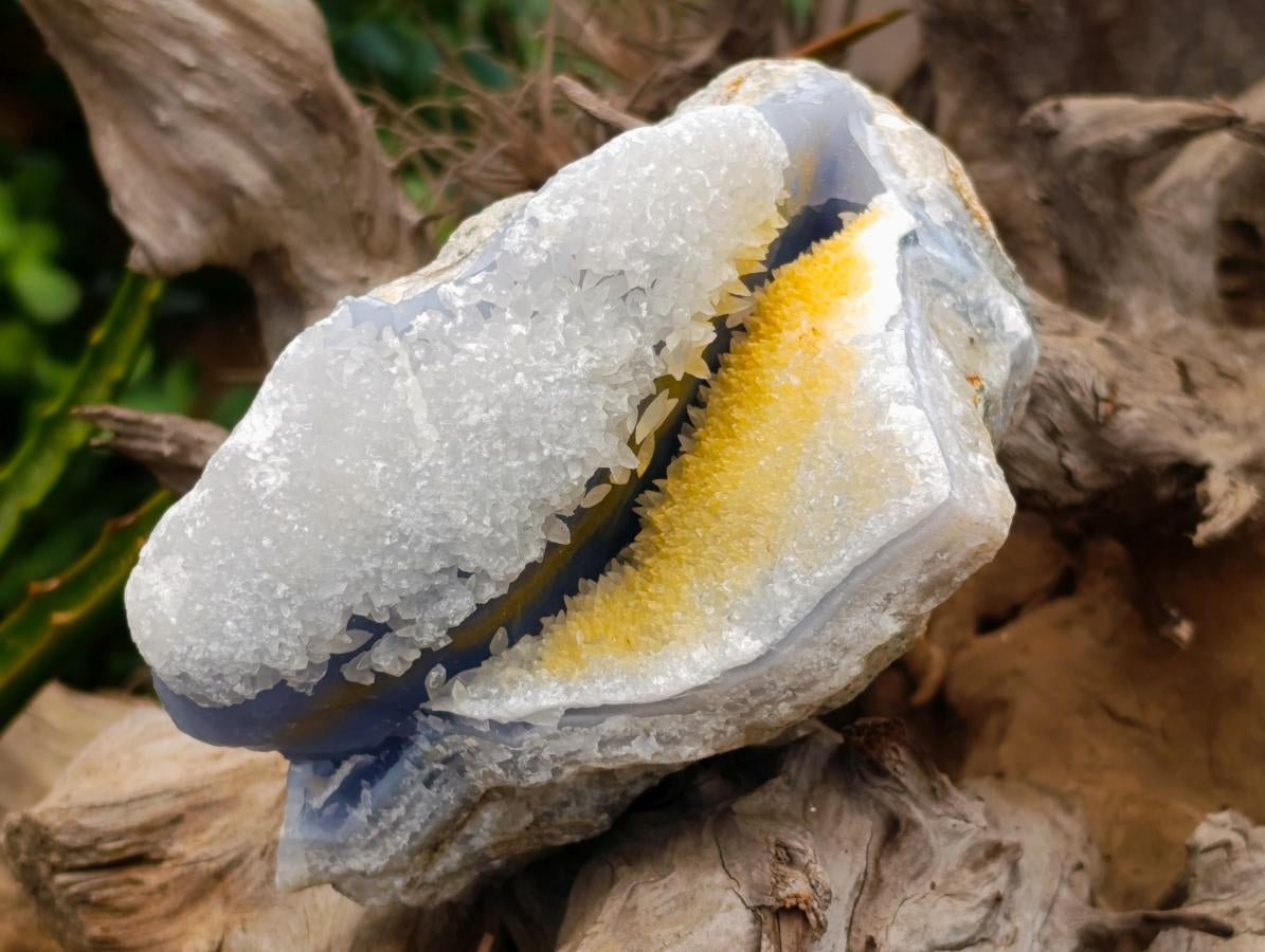 Natural Blue Lace Agate Geode Specimens x 3 From Nsanje, Malawi - Toprock Gemstones and Minerals 