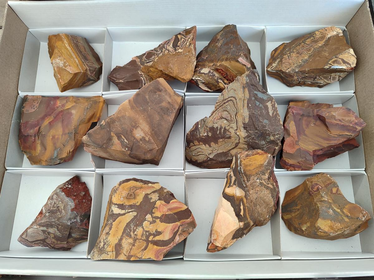 Natural Nguni Jasper Cobbed Specimens x 12 From Northern Cape, South Africa