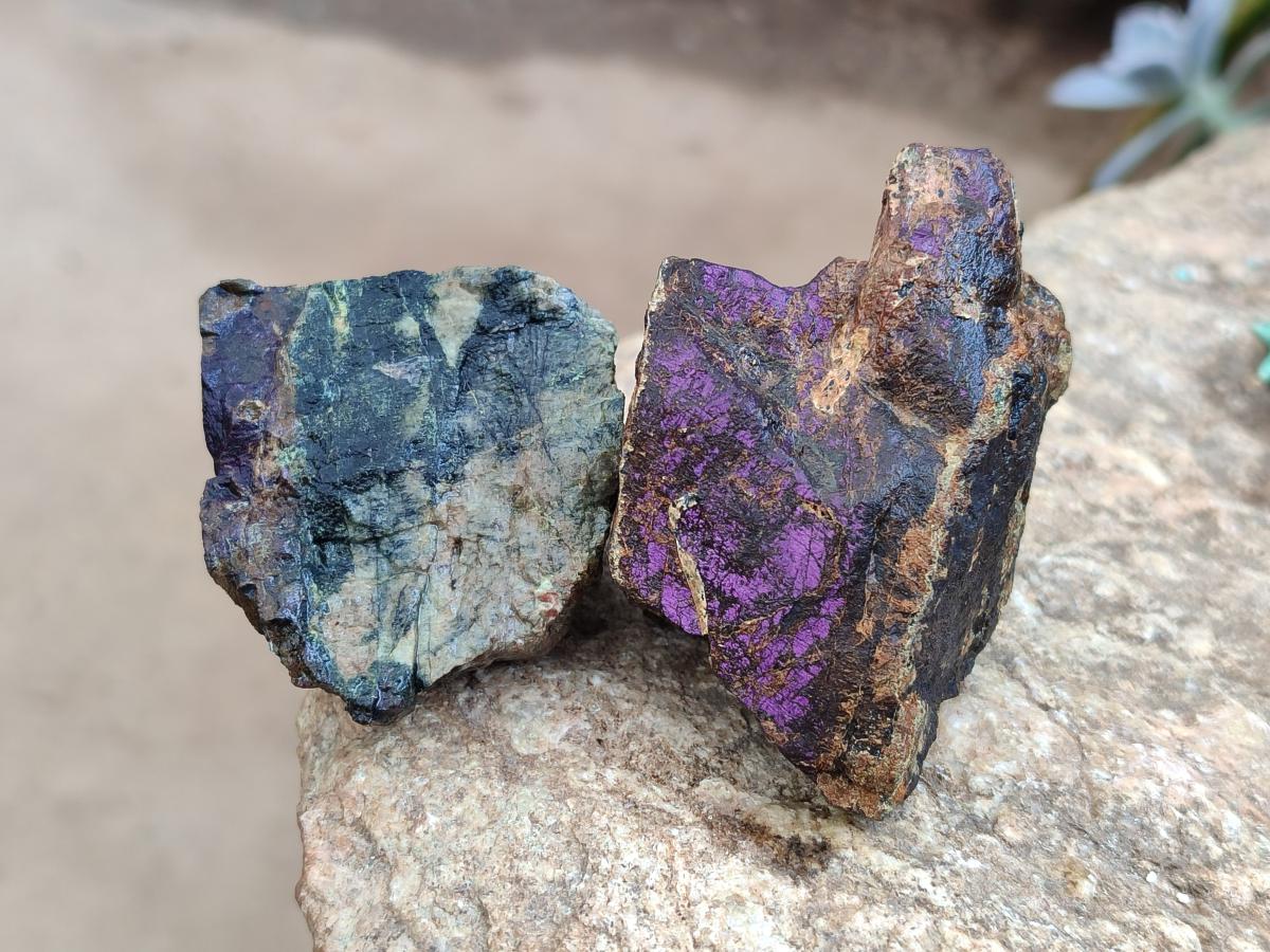 Natural Metallic Cobbed Purpurite Specimens x 35 From Erongo, Namibia