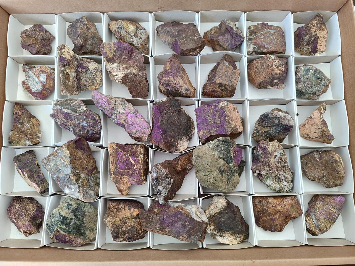 Natural Metallic Cobbed Purpurite Specimens x 35 From Erongo, Namibia