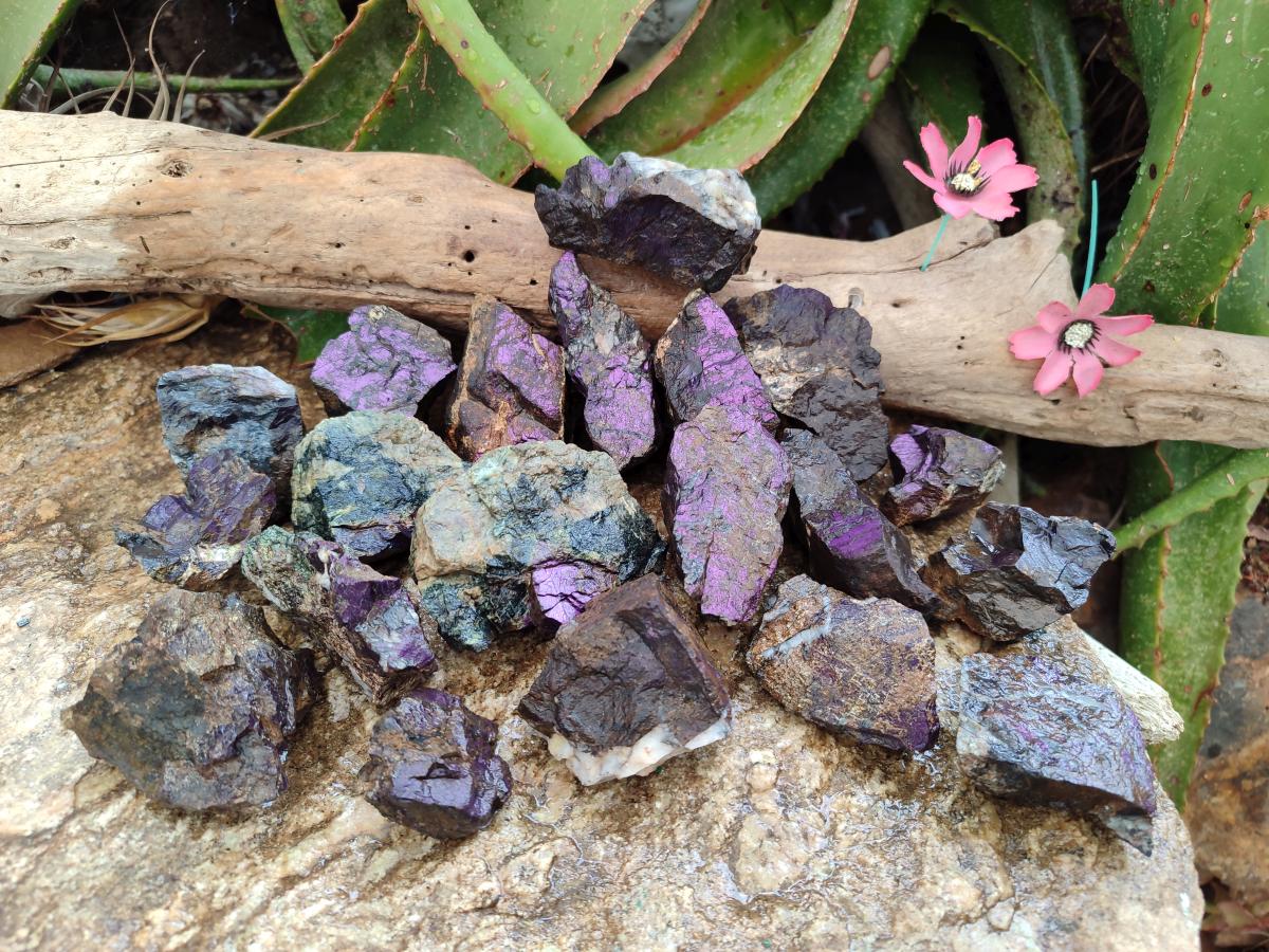 Natural Metallic Cobbed Purpurite Specimens x 35 From Erongo, Namibia