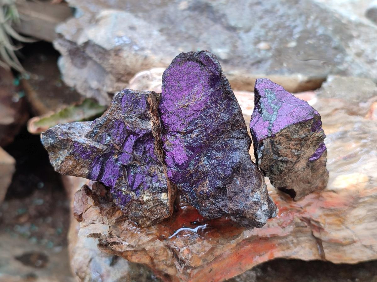 Natural Metallic Cobbed Purpurite Specimens x 35 From Erongo, Namibia